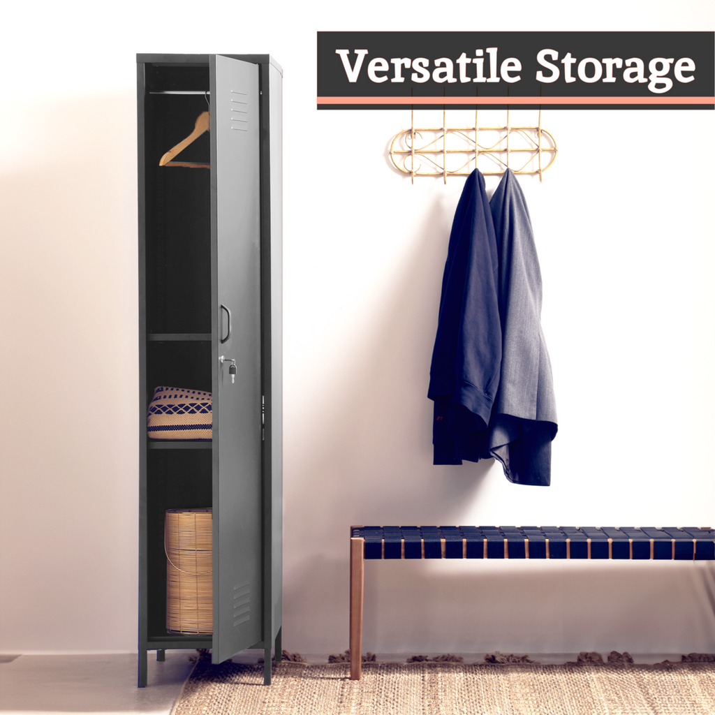 Orsina Academy Grey Tall One Door Metal Locker Storage Cabinet