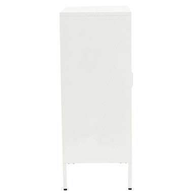 Orsina Acier Two Door White Metal Cabinet | Glass Display Sideboard