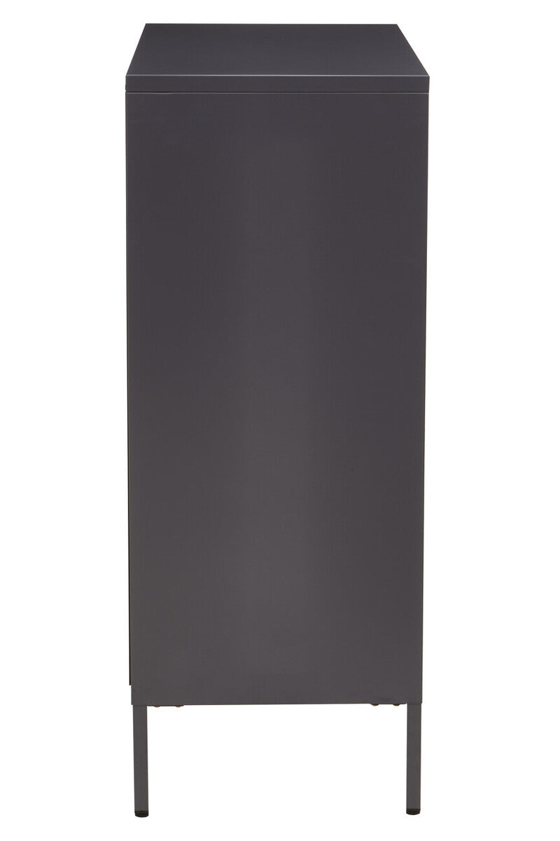 Orsina Acier Two Door Grey Metal Cabinet | Glass Display Storage