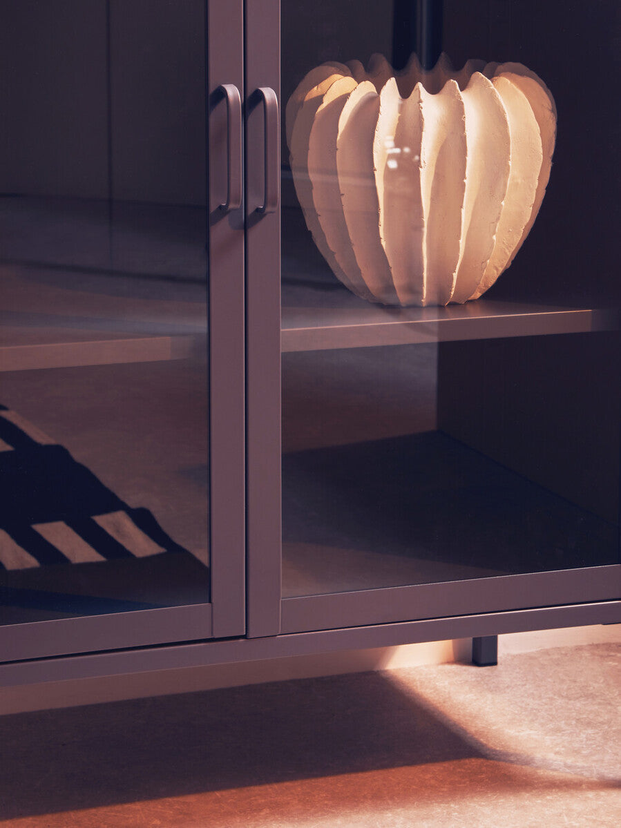 Orsina Acier Two Door Grey Metal Cabinet | Glass Display Storage
