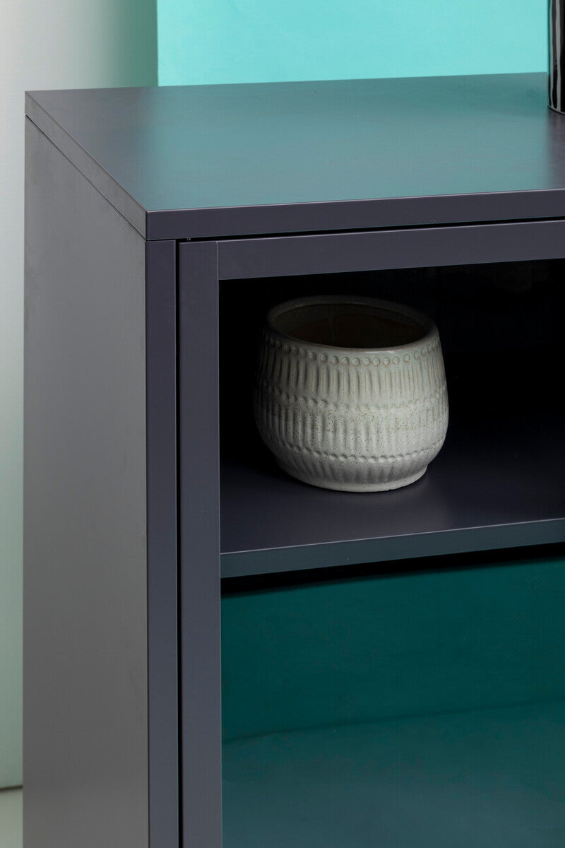 Orsina Acier Two Door Grey Metal Cabinet | Glass Display Storage