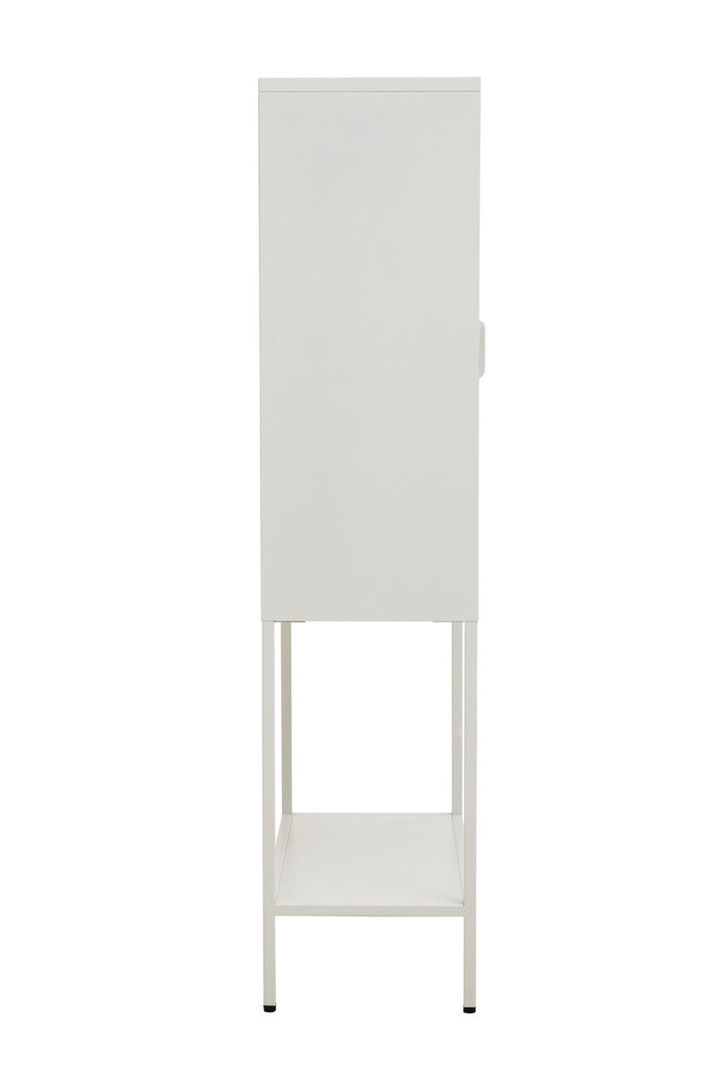 Orsina Acier White Metal Storage Cabinet with Two Glass Doors