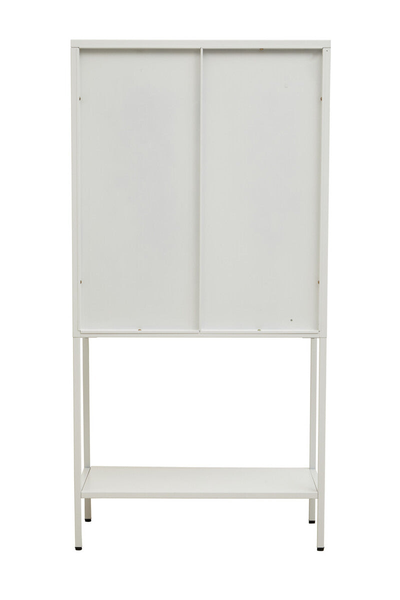 Orsina Acier White Metal Storage Cabinet with Two Glass Doors