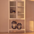 Orsina Acier White Metal Storage Cabinet with Two Glass Doors