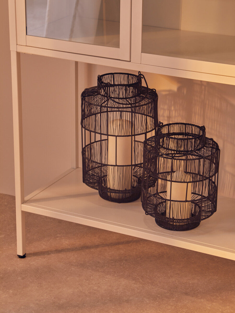 Orsina Acier White Metal Storage Cabinet with Two Glass Doors