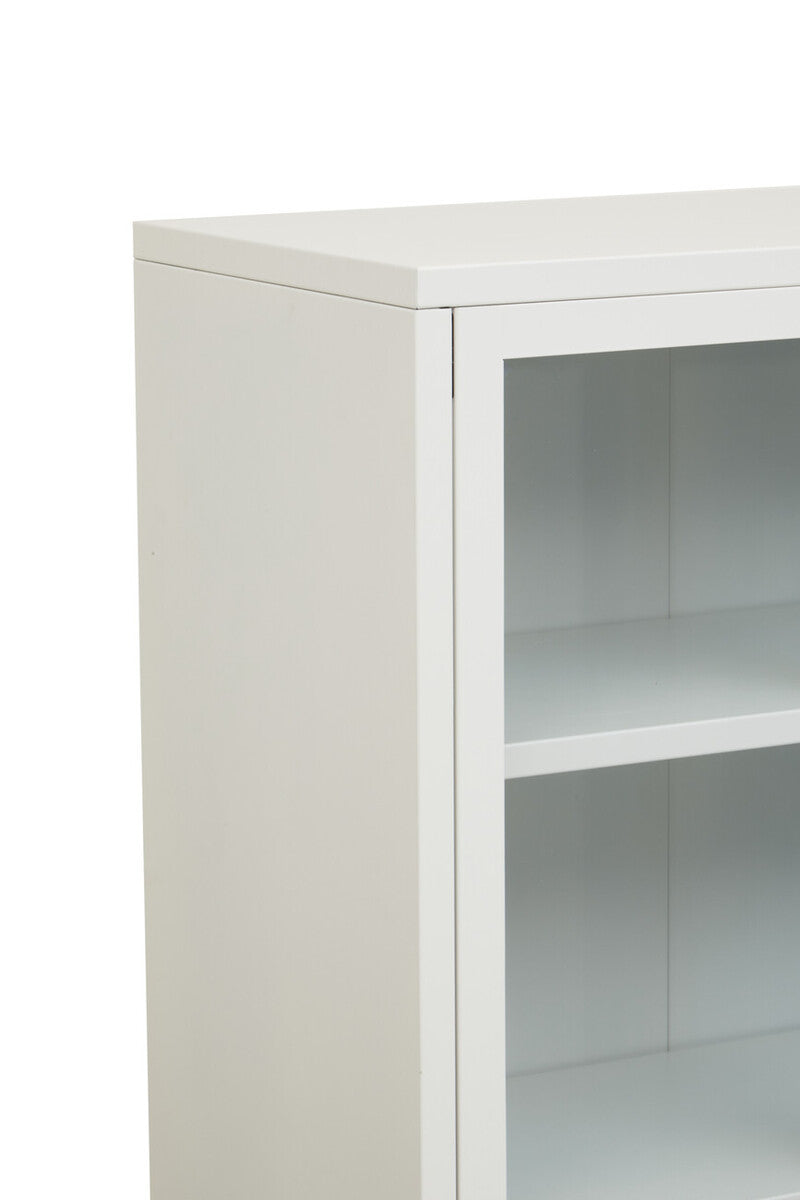 Orsina Acier White Metal Storage Cabinet with Two Glass Doors