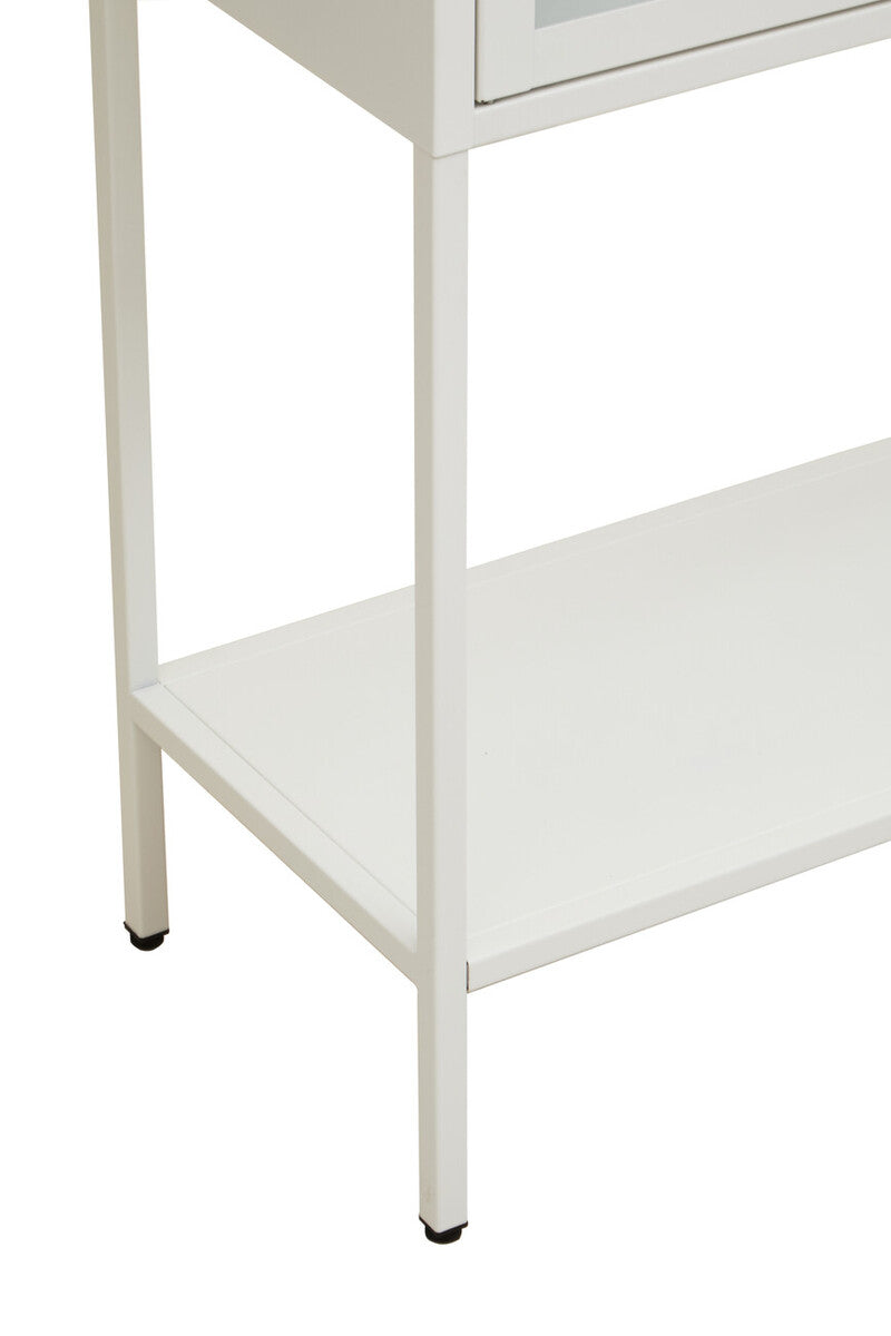 Orsina Acier White Metal Storage Cabinet with Two Glass Doors
