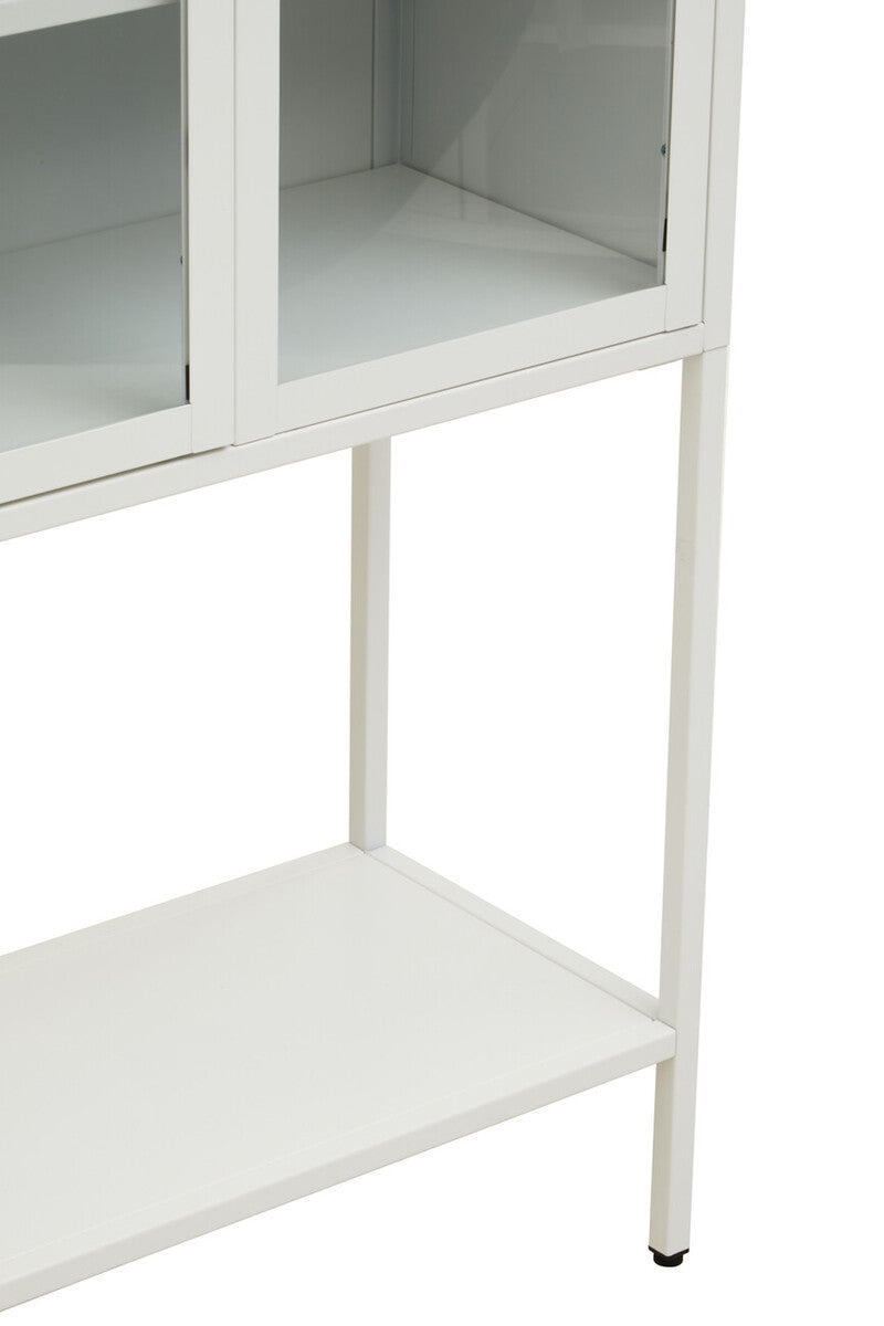 Orsina Acier White Metal Storage Cabinet with Two Glass Doors