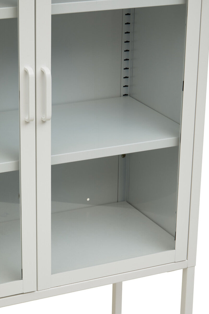 Orsina Acier White Metal Storage Cabinet with Two Glass Doors