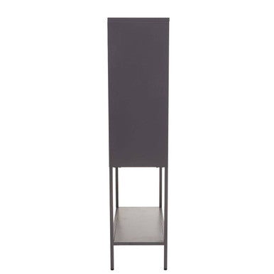 Orsina Acier Grey Metal Cabinet – Two Door Glass Display Storage