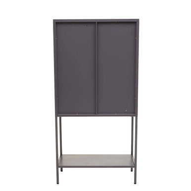 Orsina Acier Grey Metal Cabinet – Two Door Glass Display Storage