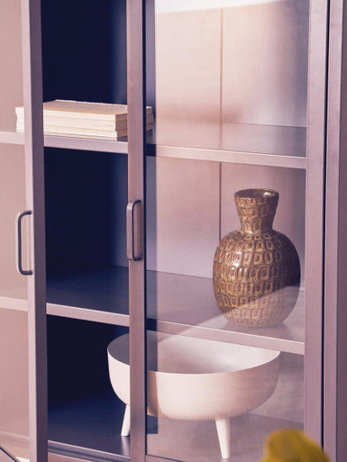 Orsina Acier Grey Metal Cabinet – Two Door Glass Display Storage
