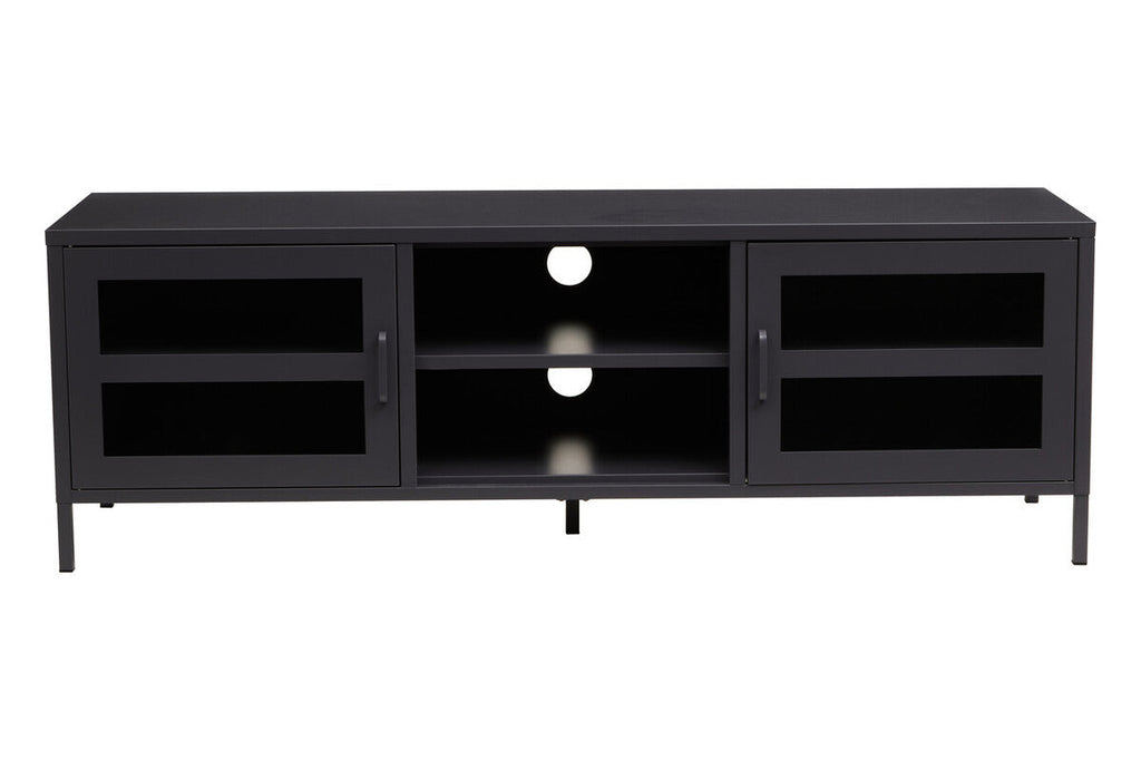 Orsina Acier Black Metal Media Unit – Two Door Modern TV Console