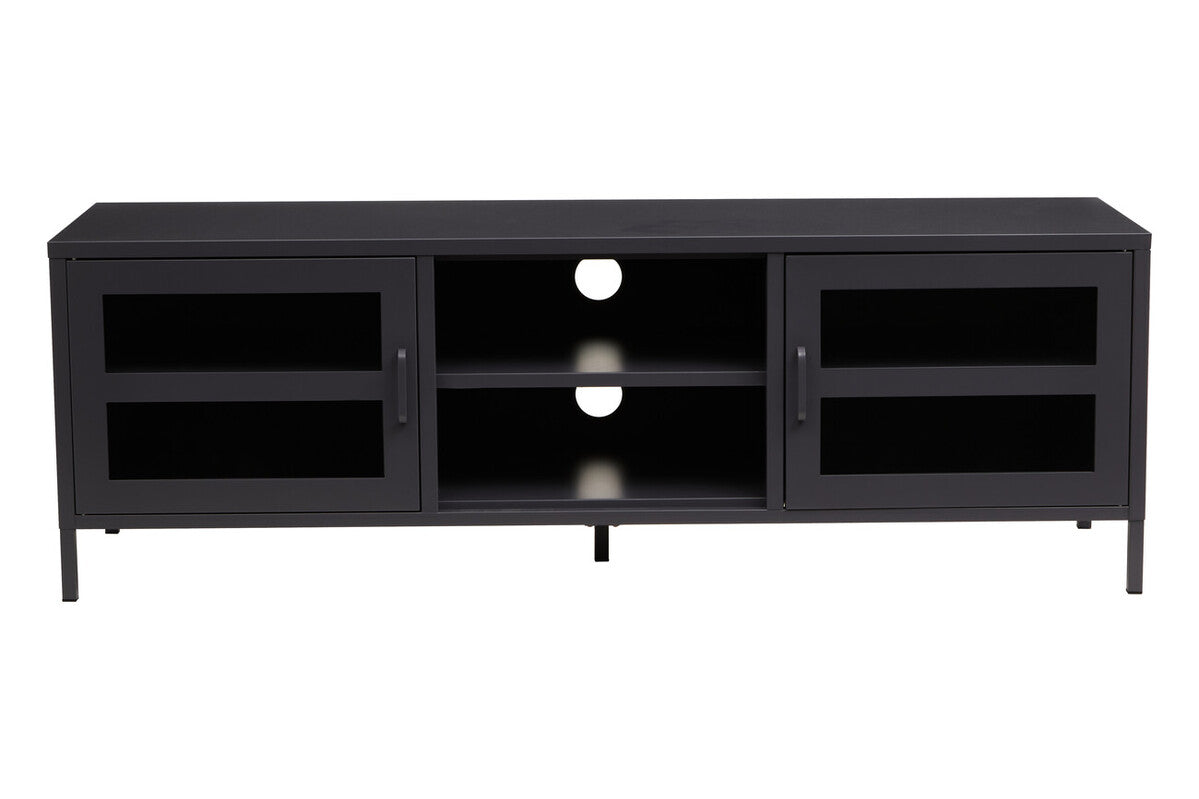 Orsina Acier Black Metal Media Unit – Two Door Modern TV Console