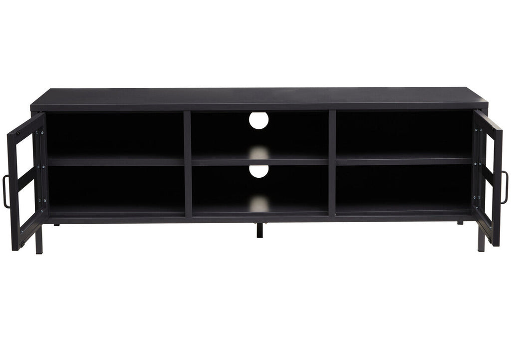 Orsina Acier Black Metal Media Unit – Two Door Modern TV Console