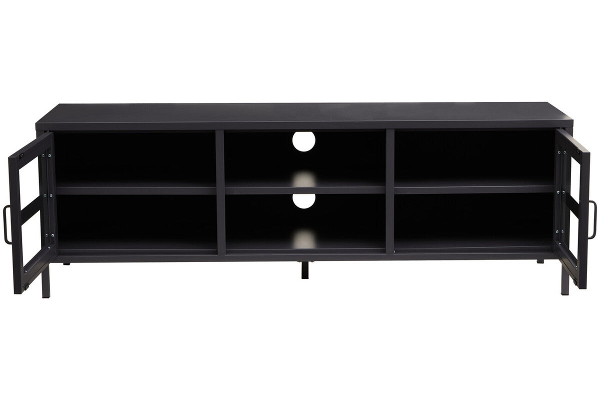 Orsina Acier Black Metal Media Unit – Two Door Modern TV Console