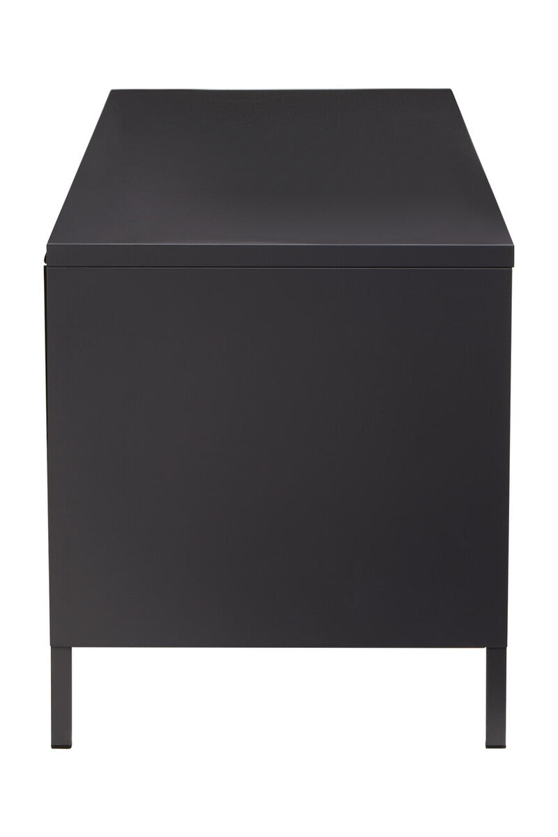 Orsina Acier Black Metal Media Unit – Two Door Modern TV Console