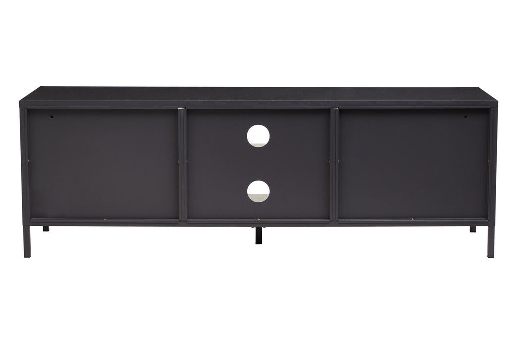 Orsina Acier Black Metal Media Unit – Two Door Modern TV Console