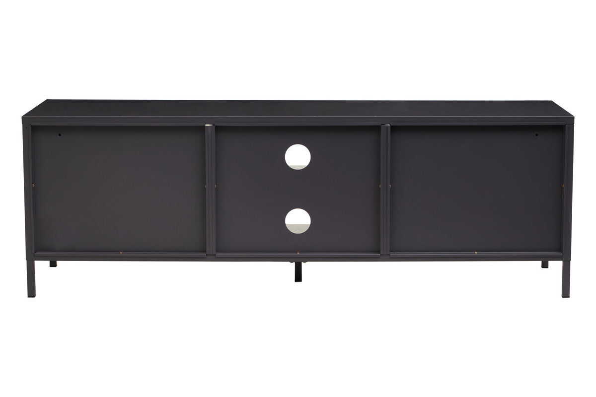 Orsina Acier Black Metal Media Unit – Two Door Modern TV Console