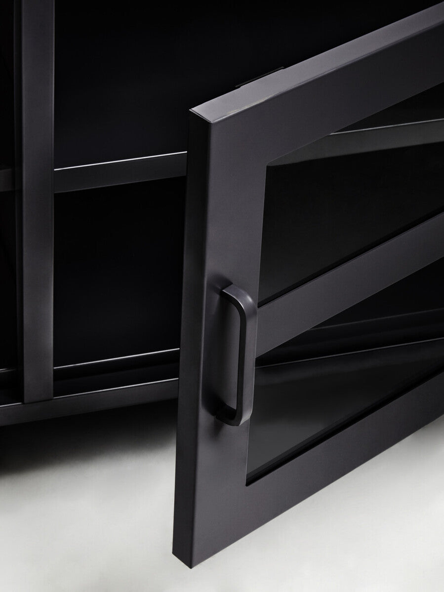Orsina Acier Black Metal Media Unit – Two Door Modern TV Console
