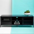 Orsina Acier Black Metal Media Unit – Two Door Modern TV Console