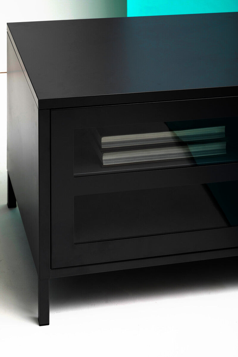 Orsina Acier Black Metal Media Unit – Two Door Modern TV Console