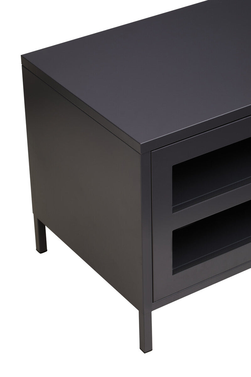 Orsina Acier Black Metal Media Unit – Two Door Modern TV Console