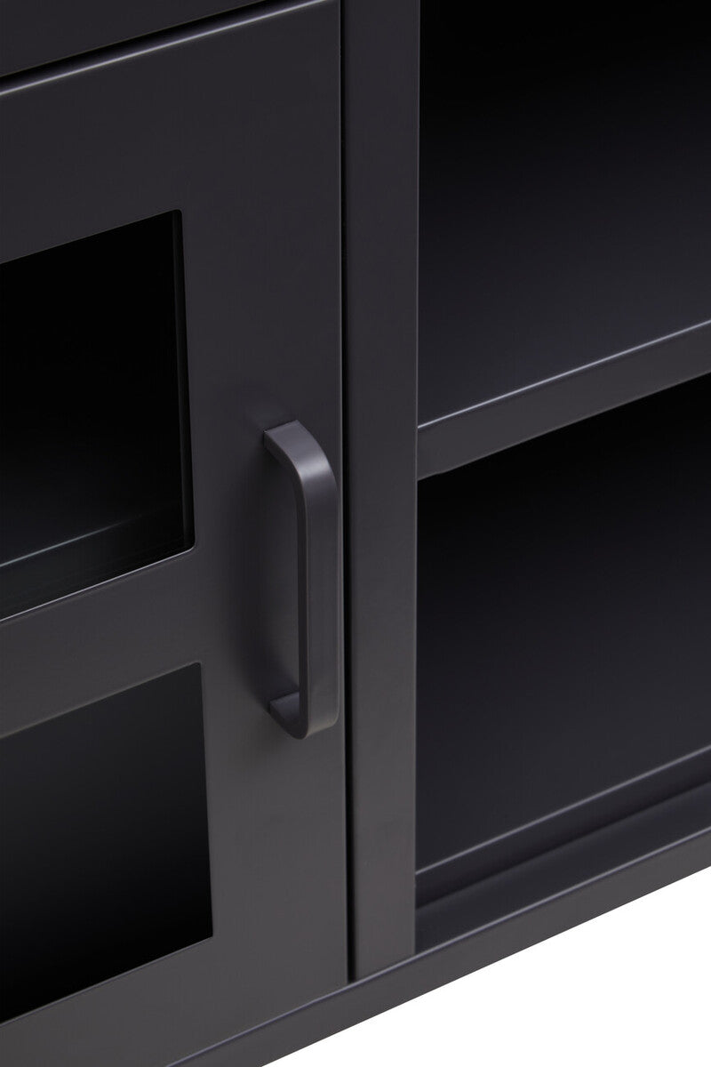 Orsina Acier Black Metal Media Unit – Two Door Modern TV Console