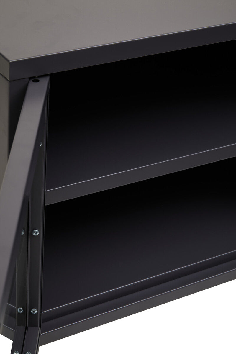 Orsina Acier Black Metal Media Unit – Two Door Modern TV Console