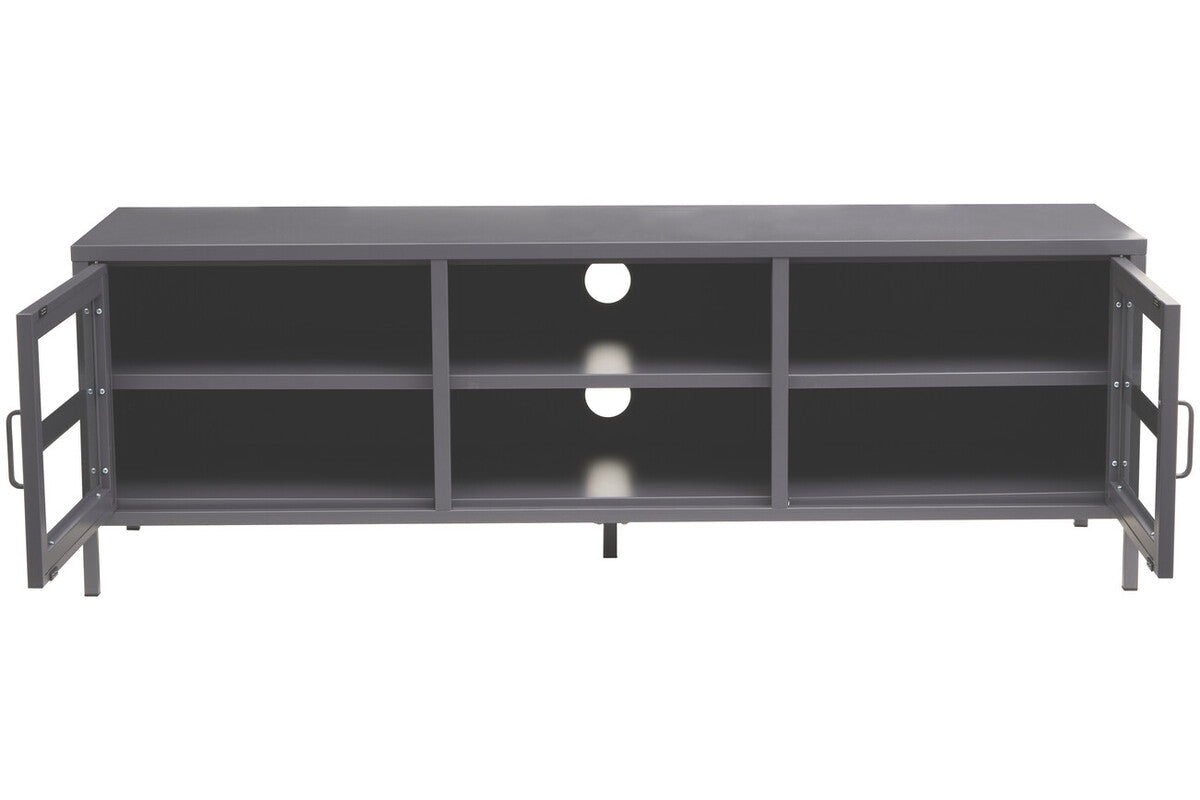 Orsina Acier Grey Metal Media Unit | Two-Door Industrial TV Stand