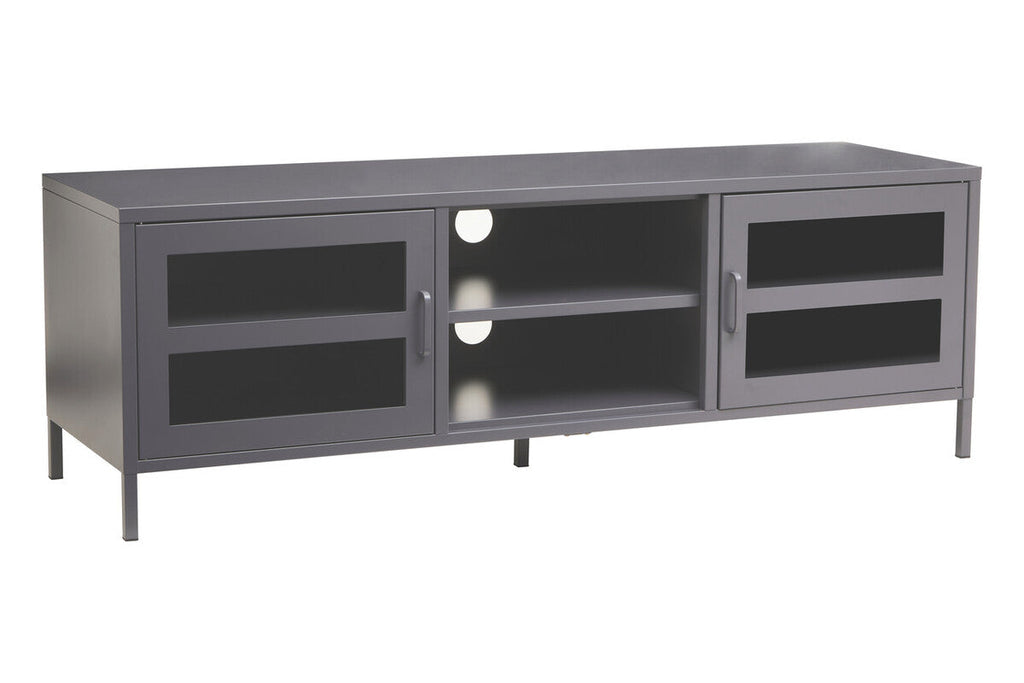 Orsina Acier Grey Metal Media Unit | Two-Door Industrial TV Stand