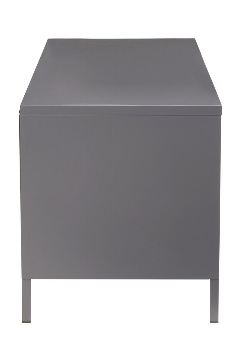 Orsina Acier Grey Metal Media Unit | Two-Door Industrial TV Stand