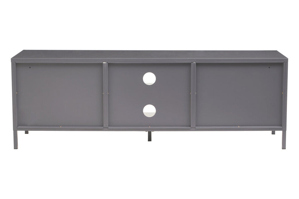 Orsina Acier Grey Metal Media Unit | Two-Door Industrial TV Stand