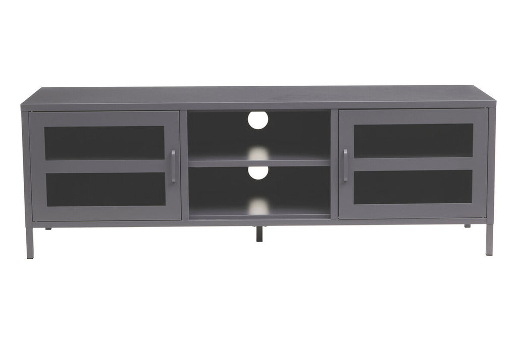Orsina Acier Grey Metal Media Unit | Two-Door Industrial TV Stand