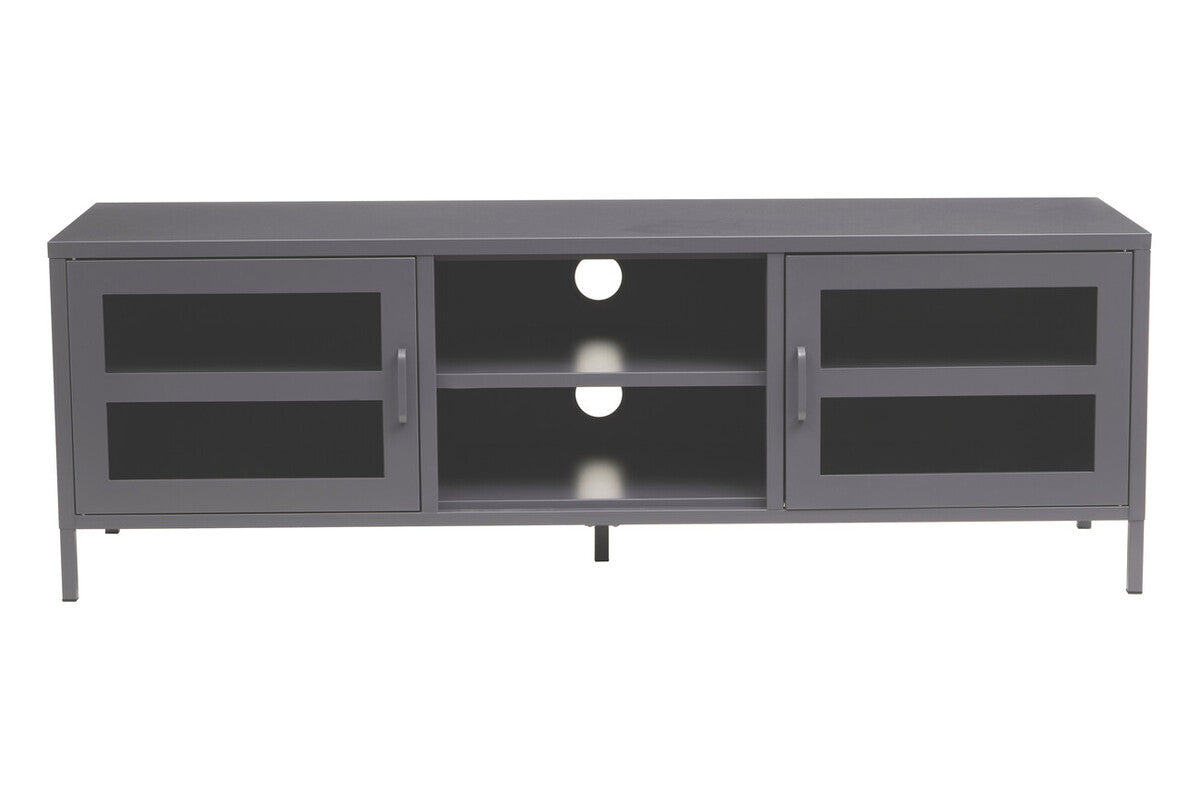 Orsina Acier Grey Metal Media Unit | Two-Door Industrial TV Stand