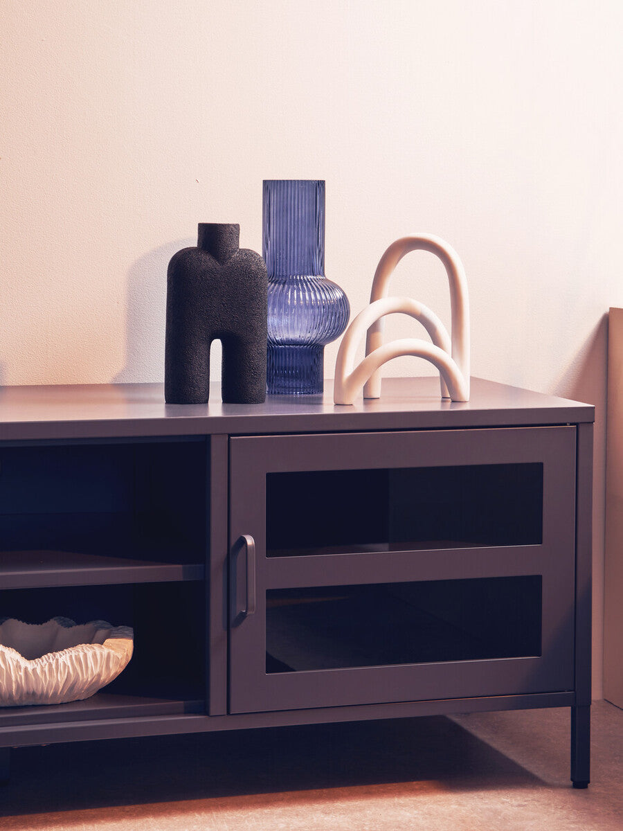 Orsina Acier Grey Metal Media Unit | Two-Door Industrial TV Stand