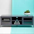 Orsina Acier Grey Metal Media Unit | Two-Door Industrial TV Stand