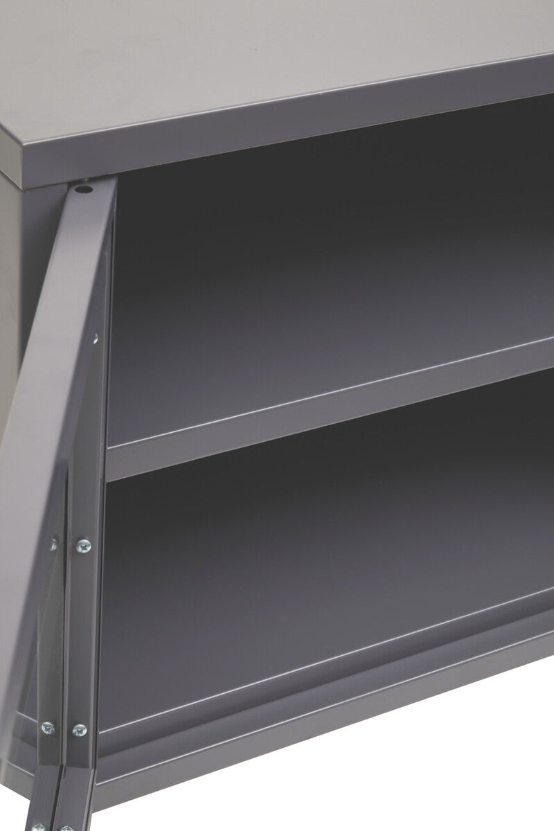 Orsina Acier Grey Metal Media Unit | Two-Door Industrial TV Stand