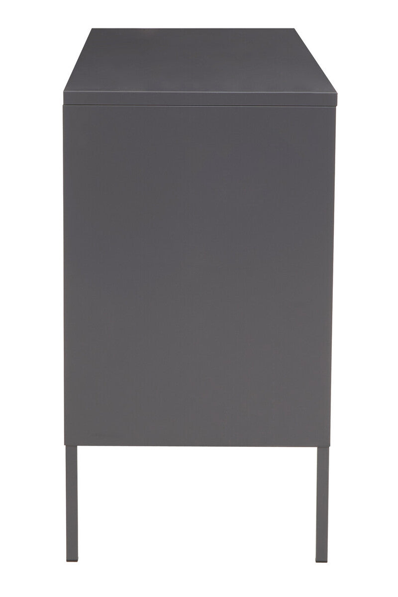 Orsina Acier Three Door Grey Metal Sideboard with Glass Doors