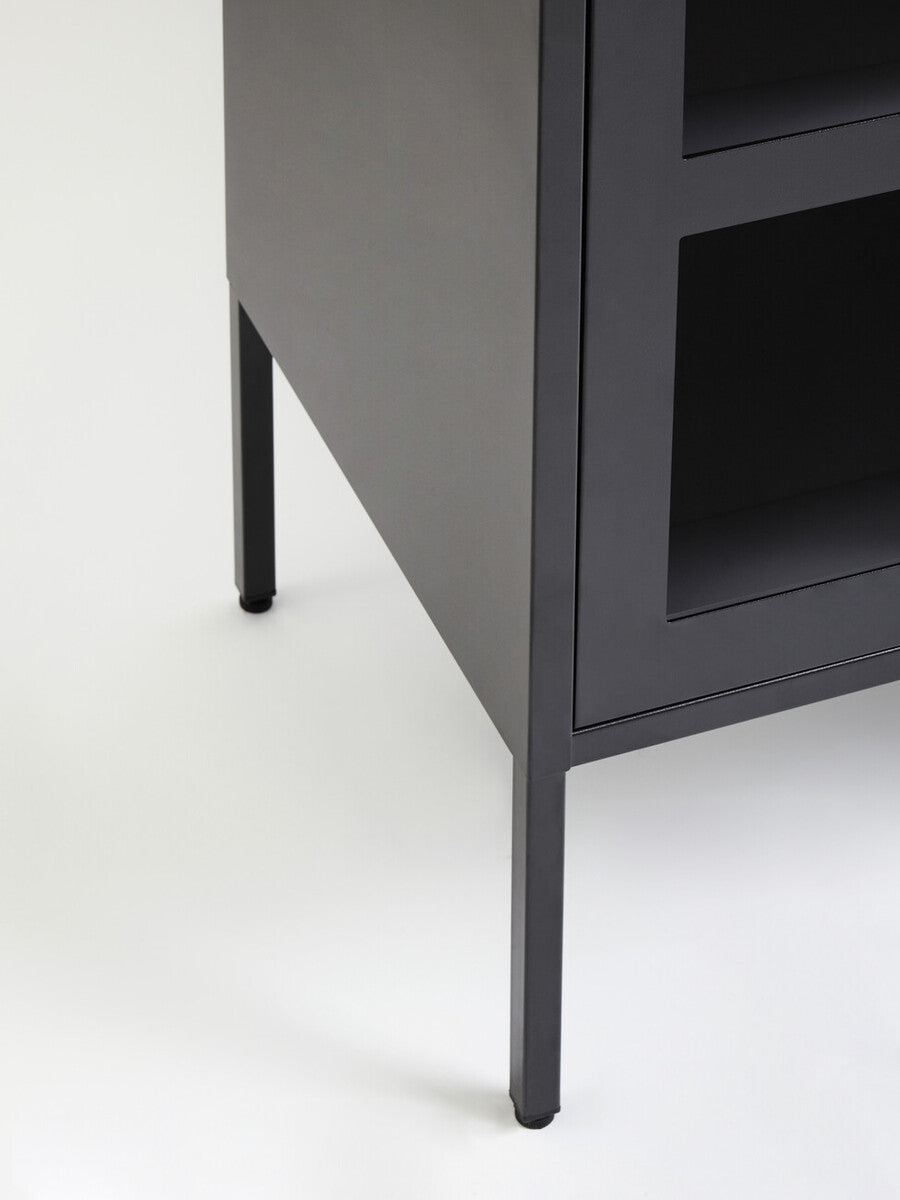 Orsina Acier Three Door Grey Metal Sideboard with Glass Doors