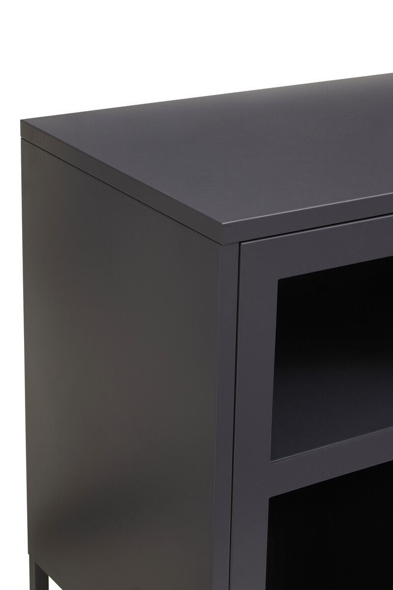 Orsina Acier Three Door Grey Metal Sideboard with Glass Doors