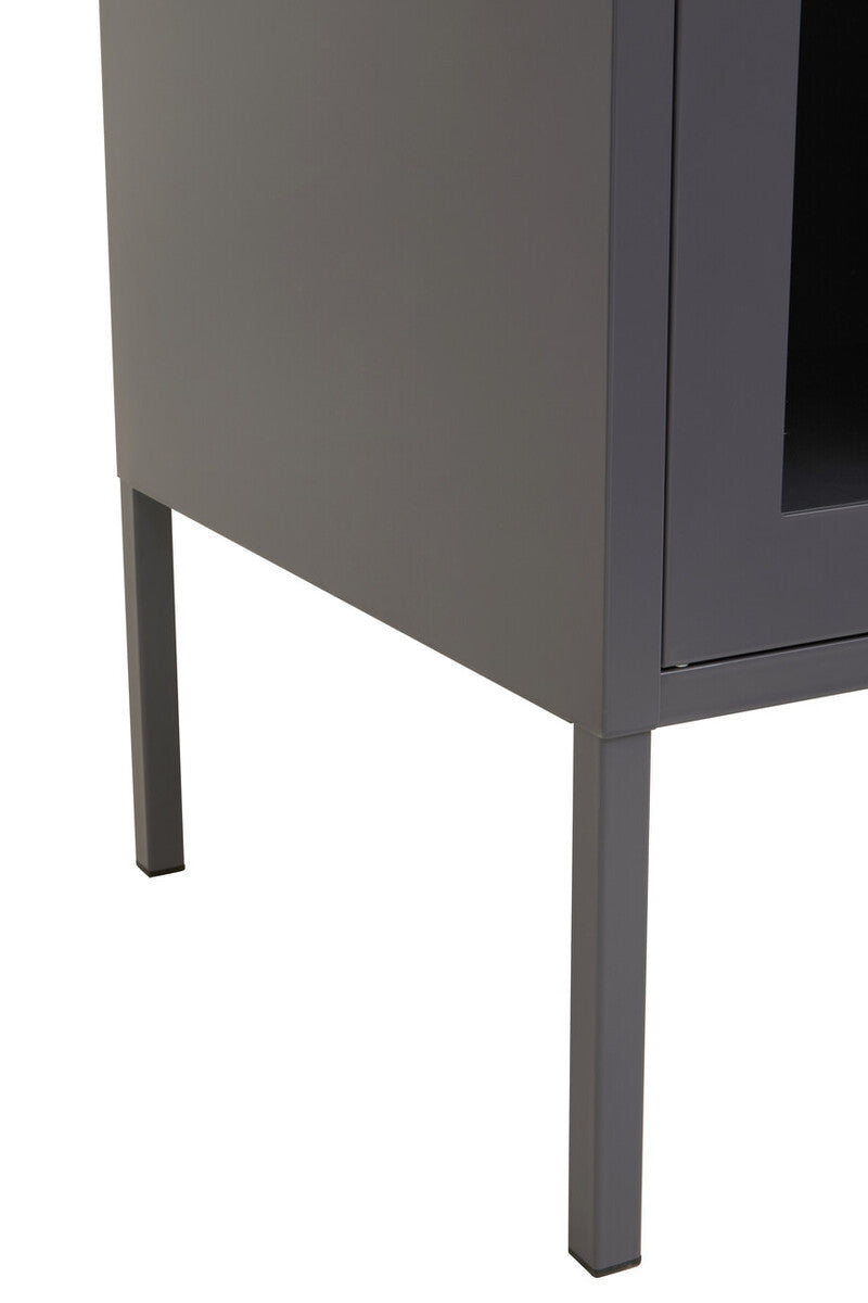 Orsina Acier Three Door Grey Metal Sideboard with Glass Doors