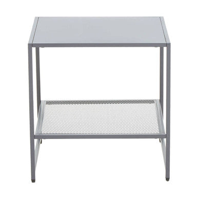 Orsina Acero Grey Metal Square Side Table with Mesh Shelf