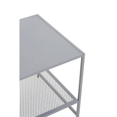 Orsina Acero Grey Metal Square Side Table with Mesh Shelf