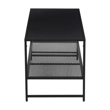 Orsina Acero Black Metal Coffee Table – Modern Steel with Mesh Shelf