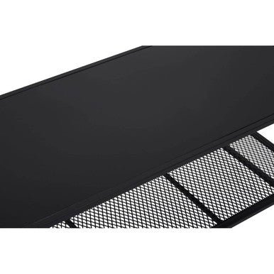 Orsina Acero Black Metal Coffee Table – Modern Steel with Mesh Shelf