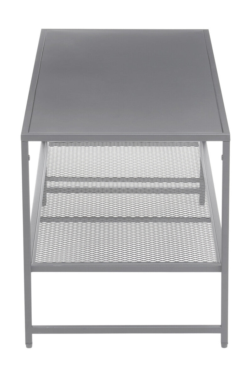 Orsina Acero Grey Metal Coffee Table with Lower Mesh Storage Shelf