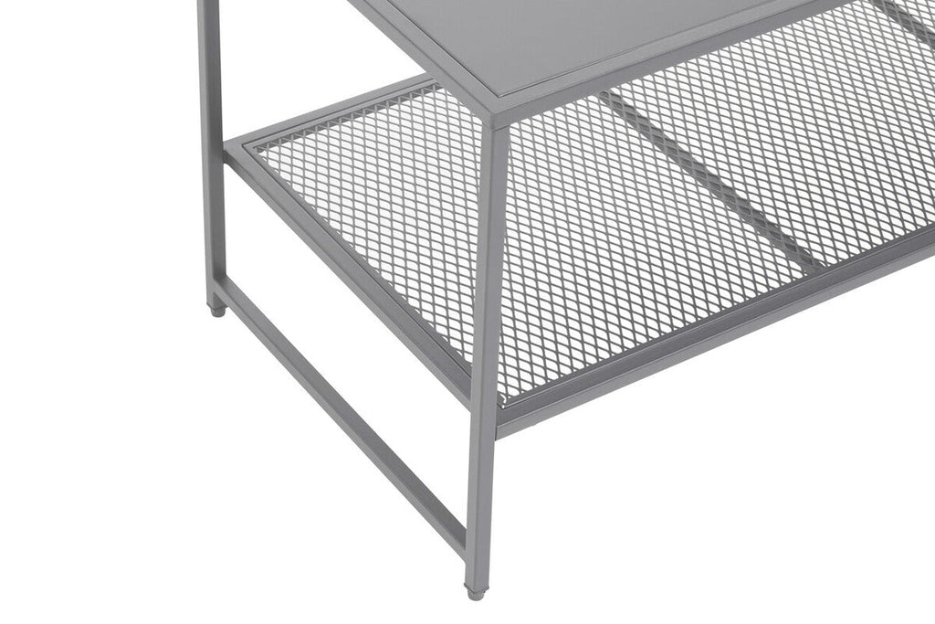 Orsina Acero Grey Metal Coffee Table with Lower Mesh Storage Shelf