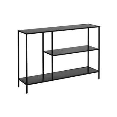 Orsina Acero Black Metal Console Table – 2-Tier Storage Shelf