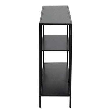 Orsina Acero Black Metal Console Table – 2-Tier Storage Shelf
